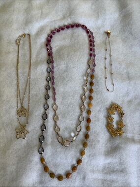 3 Multicolor Beaded Layered Necklace and 1 Bracelet